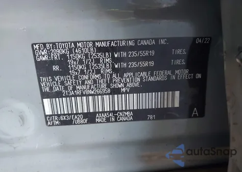 2022 Toyota Rav4 Xle Premium z USA, uszkodzony, nr VIN 2T3A1RFV8NW266958